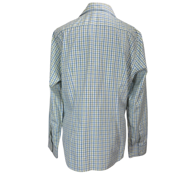 Lands' End Womans Blue and Green Button Down Shirt Size 14 - Picture 2 of 5